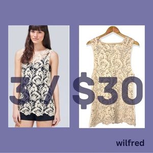 Wilfred - 3/$30 - L - sheer cream crochet lace villette tank top tunic